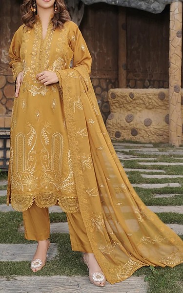 Marjjan Mustard Viscose Suit | Pakistani Winter Dresses in USA- Image 1