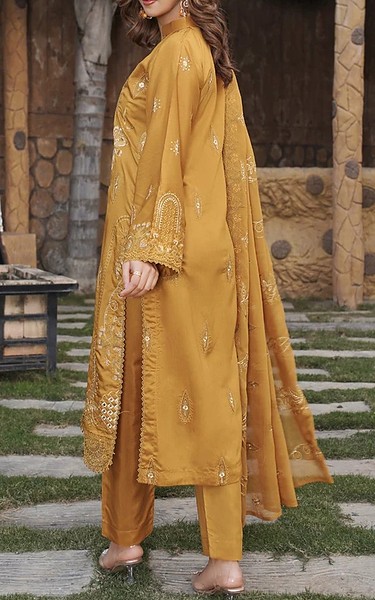 Marjjan Mustard Viscose Suit | Pakistani Winter Dresses in USA- Image 2
