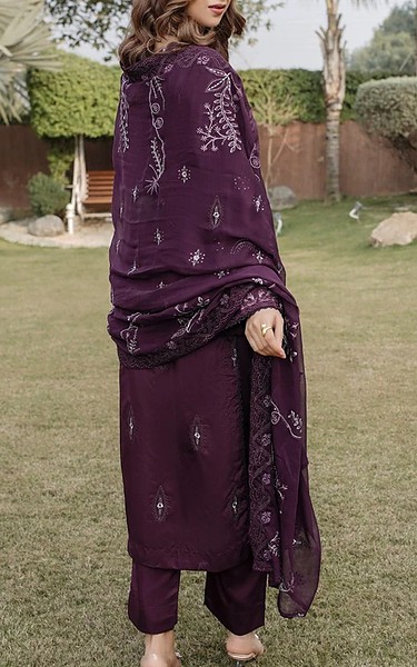 Marjjan Plum Purple Viscose Suit | Pakistani Winter Dresses in USA- Image 1