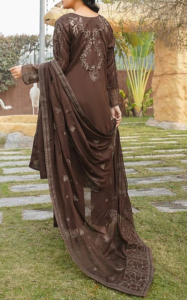 Marjjan Congo Brown Viscose Suit | Pakistani Winter Dresses in USA- Image 2