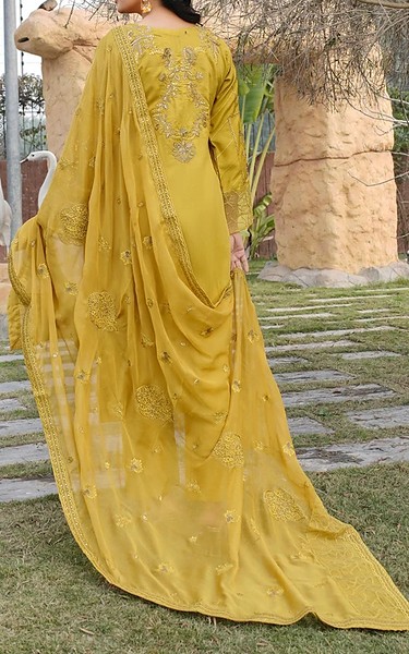 Marjjan Old Gold Viscose Suit | Pakistani Winter Dresses in USA- Image 2