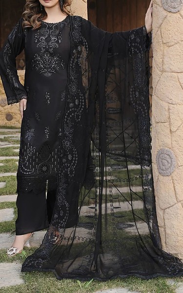 Marjjan Black Viscose Suit | Pakistani Winter Dresses in USA- Image 1