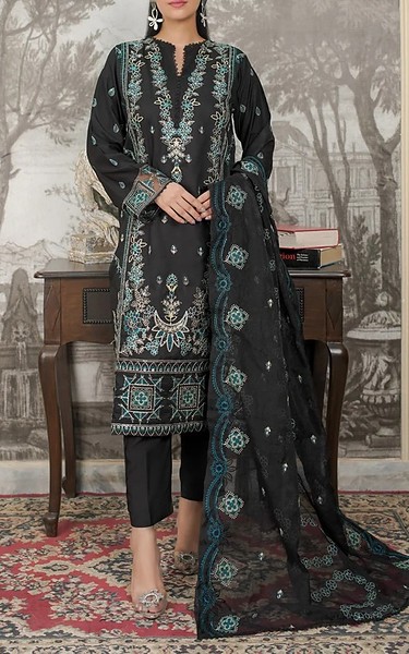 Marjjan Black Viscose Suit | Pakistani Winter Dresses in USA- Image 1