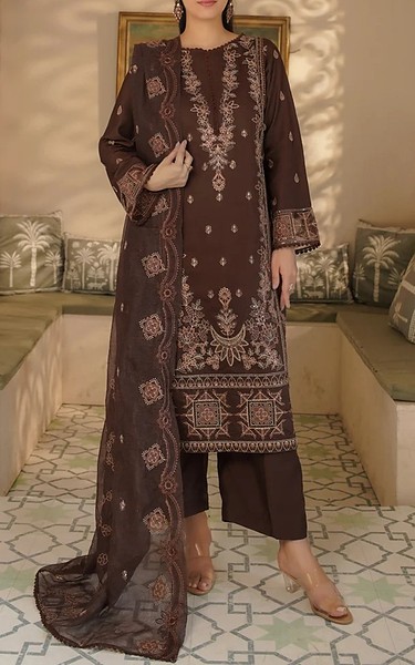 Marjjan Brown Viscose Suit | Pakistani Winter Dresses in USA- Image 1