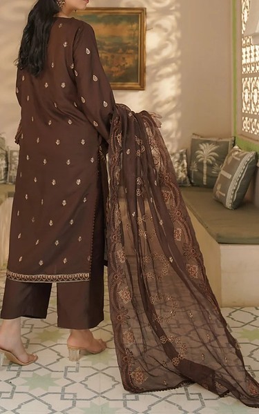 Marjjan Brown Viscose Suit | Pakistani Winter Dresses in USA- Image 2