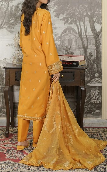 Marjjan Carrot Orange Viscose Suit | Pakistani Winter Dresses in USA- Image 1