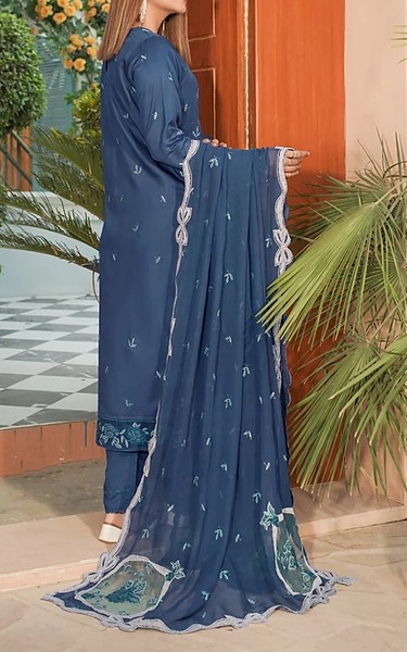 Marjjan Denim Blue Viscose Suit | Pakistani Winter Dresses in USA- Image 2