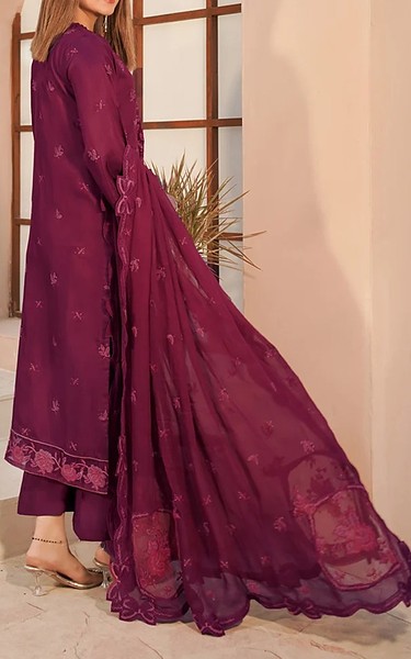 Marjjan Wine Berry Viscose Suit | Pakistani Winter Dresses in USA- Image 2