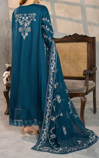 Marjjan Teal Blue Viscose Suit | Pakistani Winter Dresses in USA- Image 2