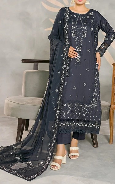 Marjjan Charcoal Grey Viscose Suit | Pakistani Winter Dresses in USA- Image 1