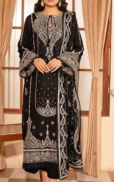 Marjjan Black Viscose Suit | Pakistani Winter Dresses in USA- Image 1