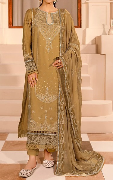 Marjjan Camel Viscose Suit | Pakistani Winter Dresses in USA- Image 1