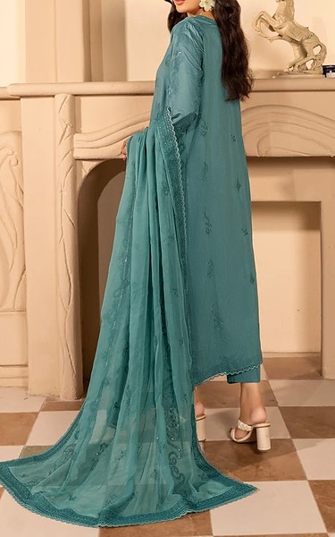 Marjjan Teal Viscose Suit | Pakistani Winter Dresses in USA- Image 2