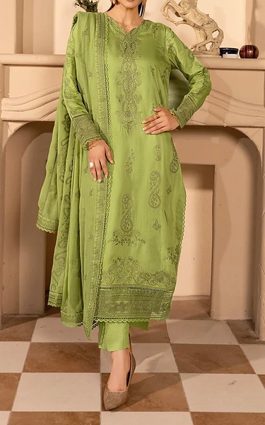 Marjjan Viscose Light Olive Suit | Pakistani Winter Dresses in USA- Image 1