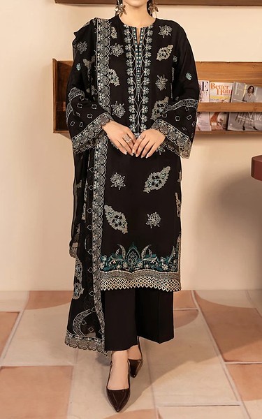 Marjjan Black Viscose Suit | Pakistani Winter Dresses in USA- Image 1