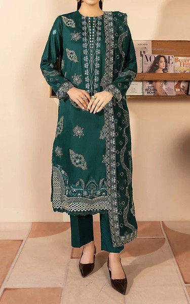 Marjjan Gable Green Viscose Suit | Pakistani Winter Dresses in USA- Image 1