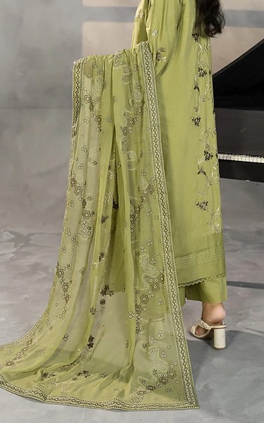 Marjjan Khaki Green Viscose Suit | Pakistani Winter Dresses in USA- Image 2