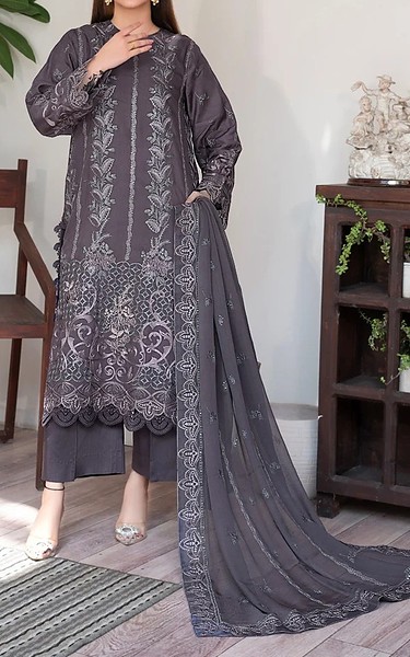 Marjjan Carbon Grey Viscose Suit | Pakistani Winter Dresses in USA- Image 1
