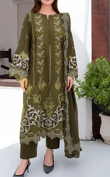 Marjjan Lisbon Brown Viscose Suit | Pakistani Winter Dresses in USA- Image 1