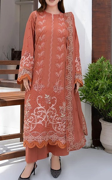 Marjjan Orange Salmon Viscose Suit | Pakistani Winter Dresses in USA- Image 1