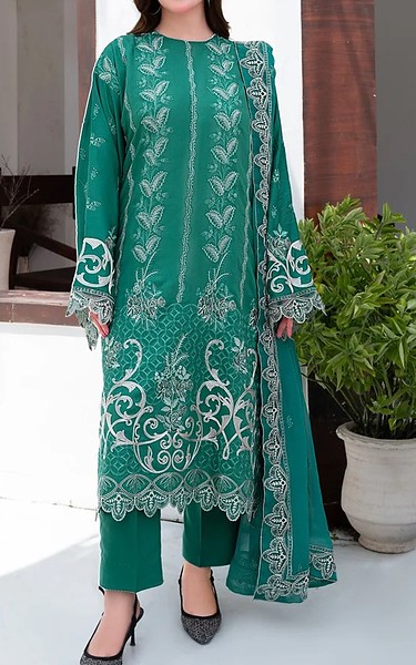 Marjjan Teal Viscose Suit | Pakistani Winter Dresses in USA- Image 1