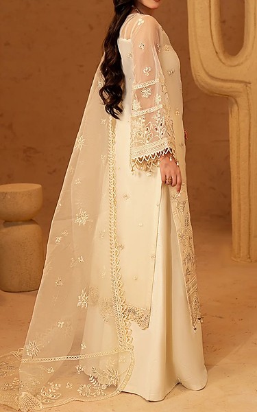 Maryams Off-white Organza Suit | Pakistani Embroidered Chiffon Dresses USA- Image 2