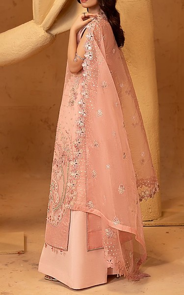 Maryams Pink Organza Suit | Pakistani Embroidered Chiffon Dresses USA- Image 1