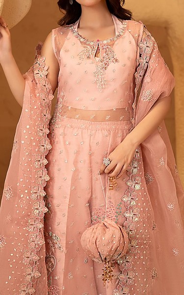Maryams Pink Organza Suit | Pakistani Embroidered Chiffon Dresses USA- Image 2
