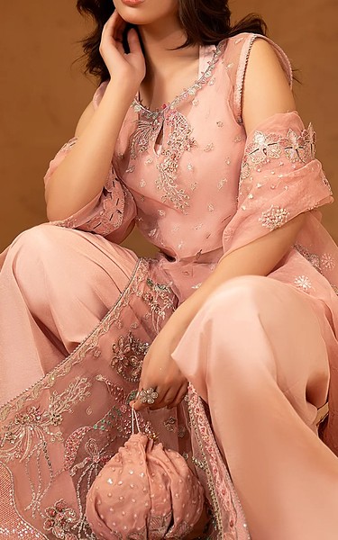 Maryams Pink Organza Suit | Pakistani Embroidered Chiffon Dresses USA- Image 3