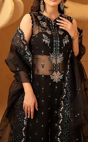 Maryams Black Organza Suit | Pakistani Embroidered Chiffon Dresses USA- Image 3