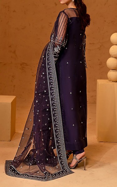 Maryams Plum Organza Suit | Pakistani Embroidered Chiffon Dresses USA- Image 2