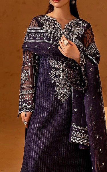 Maryams Plum Organza Suit | Pakistani Embroidered Chiffon Dresses USA- Image 3