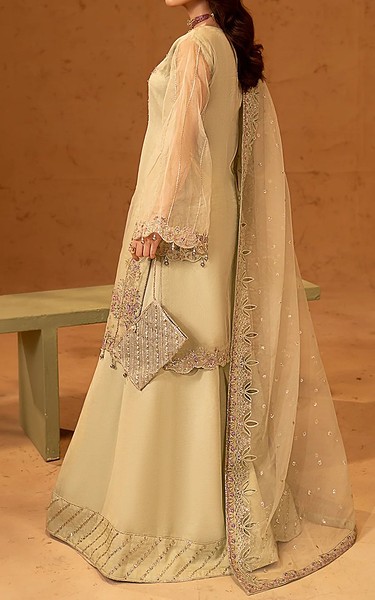 Maryams Lime Green Organza Suit | Pakistani Embroidered Chiffon Dresses USA- Image 2