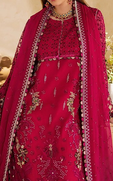 Maryum n Maria Rose Red Chiffon Suit | Pakistani Embroidered Chiffon Dresses USA- Image 2