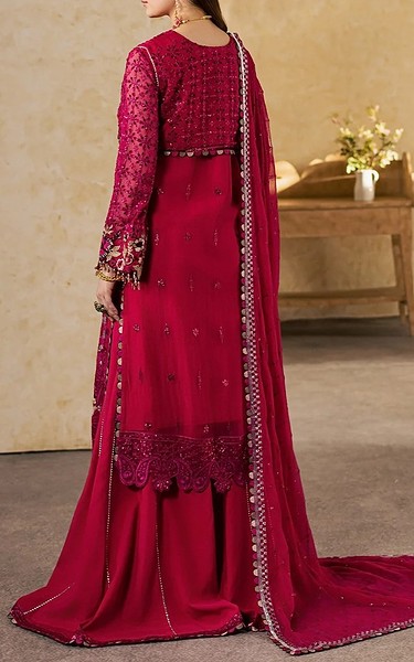 Maryum n Maria Rose Red Chiffon Suit | Pakistani Embroidered Chiffon Dresses USA- Image 3