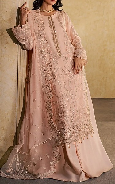 Maryum n Maria Pale Pink Chiffon Suit | Pakistani Embroidered Chiffon Dresses USA- Image 2