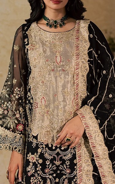 Maryum n Maria Black Organza Suit | Pakistani Embroidered Chiffon Dresses USA- Image 2