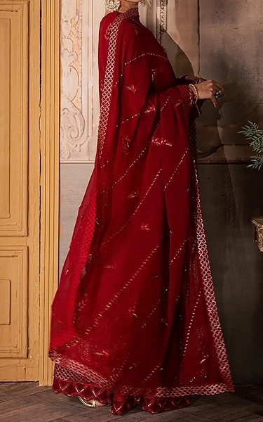 Maryum n Maria Maroon Chiffon Suit | Pakistani Embroidered Chiffon Dresses USA- Image 3