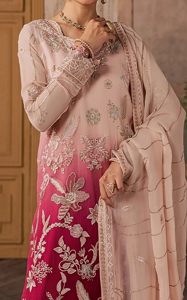 Maryum n Maria Pale Pink/Deep Carmine Chiffon Suit | Pakistani Embroidered Chiffon Dresses USA- Image 3