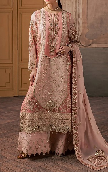 Maryum n Maria Cavern Pink Chiffon Suit | Pakistani Embroidered Chiffon Dresses USA- Image 1