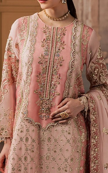 Maryum n Maria Cavern Pink Chiffon Suit | Pakistani Embroidered Chiffon Dresses USA- Image 2