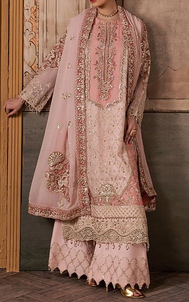 Maryum n Maria Cavern Pink Chiffon Suit | Pakistani Embroidered Chiffon Dresses USA- Image 3