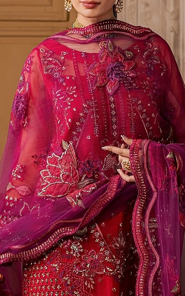 Maryum n Maria Scarlet Organza Suit | Pakistani Embroidered Chiffon Dresses USA- Image 2