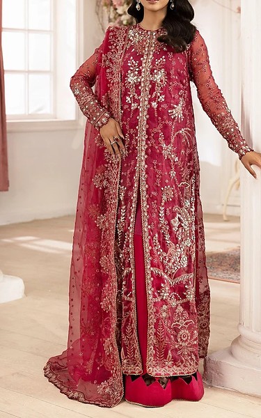 Motifz Hot Pink Organza Suit | Pakistani Embroidered Chiffon Dresses USA- Image 1