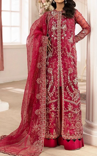 Motifz Hot Pink Organza Suit | Pakistani Embroidered Chiffon Dresses USA- Image 2