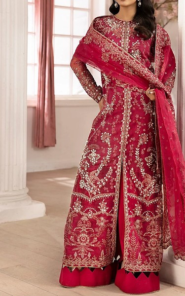 Motifz Hot Pink Organza Suit | Pakistani Embroidered Chiffon Dresses USA- Image 3