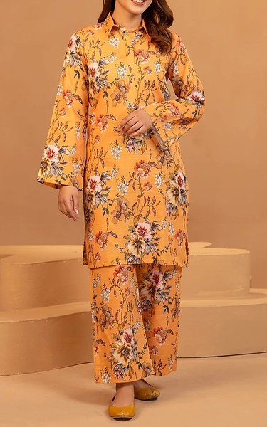 Motifz Orange Khaddar Suit (2 Pcs) | Pakistani Winter Dresses in USA- Image 1