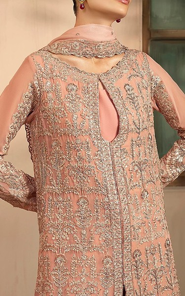 Motifz Peach Chiffon Suit | Pakistani Embroidered Chiffon Dresses USA- Image 3
