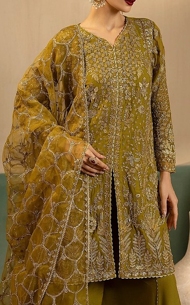 Motifz Olive Green Chiffon Suit | Pakistani Embroidered Chiffon Dresses USA- Image 3