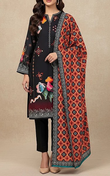 Motifz Black Khaddar Suit | Pakistani Winter Dresses in USA- Image 1